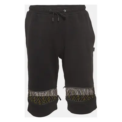 Fendi Black Knit and FF Mesh Paneled Short