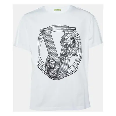 Versace Jeans White Logo Rubber Print Cotton T-Shirt