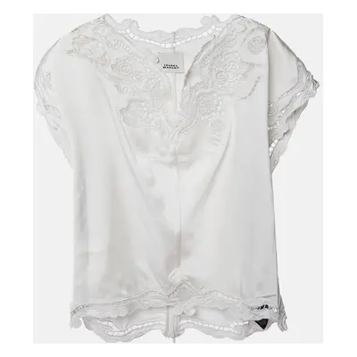 Isabel Marant White Embordered Satin Silk Top