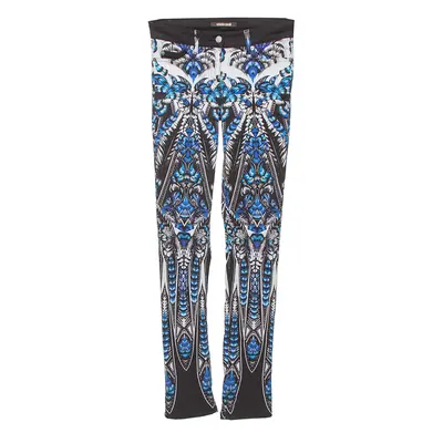 Roberto Cavalli Blue Cotton Printed Flared Bottom Jeans