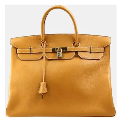 Hermes Handbag Birkin Ardennes Natural Gold Unisex