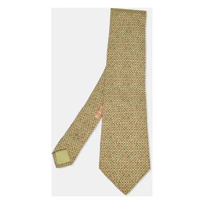 Hermès Green Geometric Shape Print Silk Traditional Tie