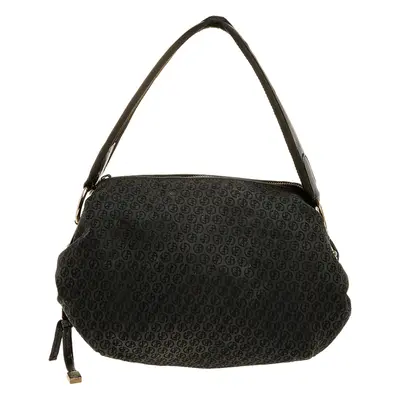 Giorgio Armani Black Signature Canvas And Leather Shoulder Bag