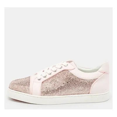 Christian Louboutin Pink Suede Vieira Strass Sneakers Size