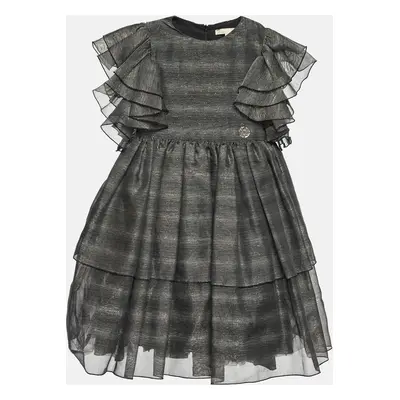 Elie Saab Kids Black Lurex Mesh Flared Dress Yrs