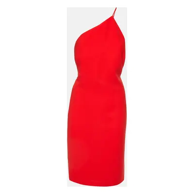 Calvin Klein Red Crepe One-Shoulder Short Dress