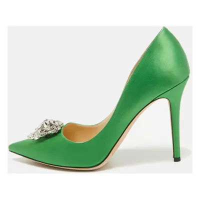 Jimmy Choo Green Satin Manda Pumps Size