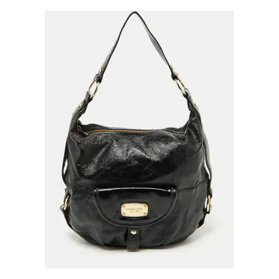 Michael Kors Black Patent Leather Fulton Hobo