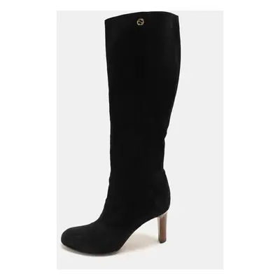 Gucci Black Suede Calf Length Boots Size