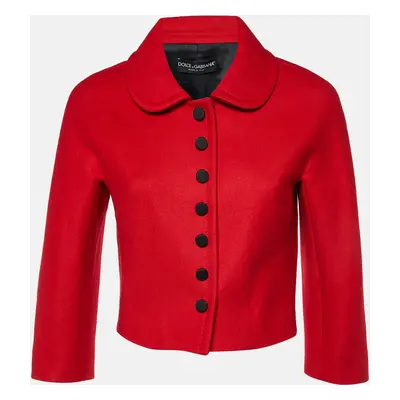 Dolce & Gabbana Red Wool Cropped Coat