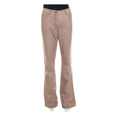 Escada Savannah Brown Coated Stretch Denim Flared Jeans