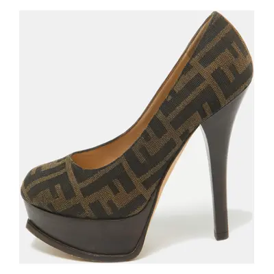 Fendi Brown Canvas Fendista Platform Pumps Size