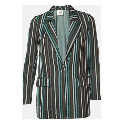 Suoli Metallic Lurex Knit Single Breasted Blazer