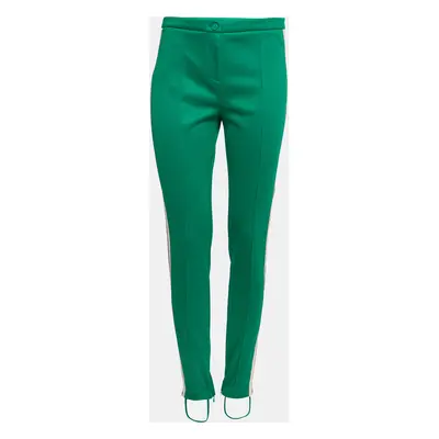 Gucci Green Technical Jersey Web Stripe Logo Trimmed Leggings