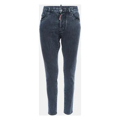 Dsquared2 Blue Washed Denim Buttoned Skinny Dan Jeans