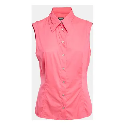 Versace Jeans Couture Pink Embellished Cotton Blend Sleeveless Top