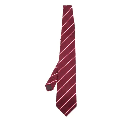 Lanvin Burgundy Striped Silk Jacquard Tie