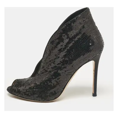 Gianvito Rossi Black Sequins Vamp Booties Size