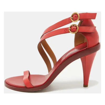 Chloe Red Leather Double Ankle Strap Niko Sandals Size