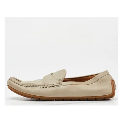 Gucci Beige GG Leather Slip On Loafers Size 38.5