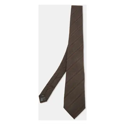 Dolce & Gabbana Brown Striped Silk Skinny Tie