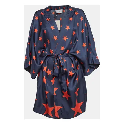 AZ Factory Blue You're A Star Print Silk Kimono M/L