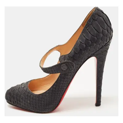 Christian Louboutin Black Python Mary Jane Pumps Size 38.5