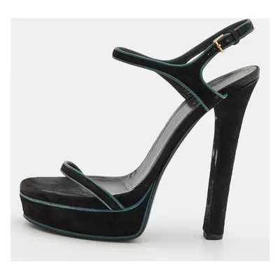 Gucci Black Suede Platform Ankle Strap Sandals Size