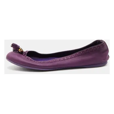 Gucci Purple Leather Tassel Ballet Flats Size