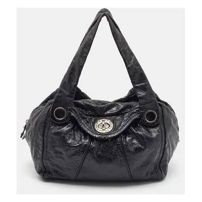 Marc by Marc Jacobs Black Glossy Leather Shoulder Bag