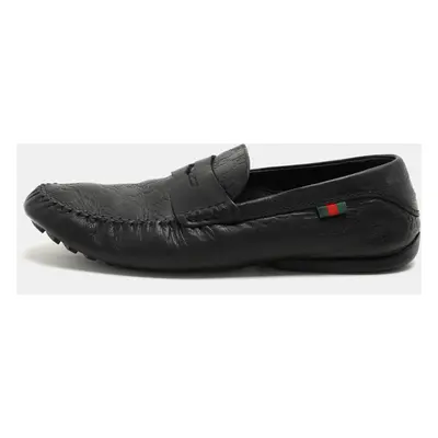 Gucci Black Guccissima Leather Penny Loafers Size