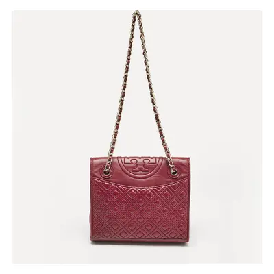 Tory Burch Burgundy Leather Fleming Shoulder Bag