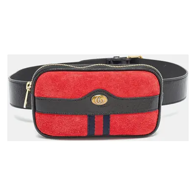 Gucci Red/Black Suede and Patent Leather Ophidia Belt Bag