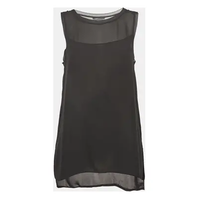 Vince Black Chiffon Sheer Tank Top