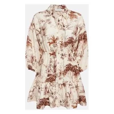 Sandro Brown Safari Style Print Button Front Mini Dress