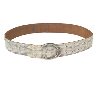 Roberto Cavalli Grey/White Croc Embossed Leather Buckle Belt 85CM