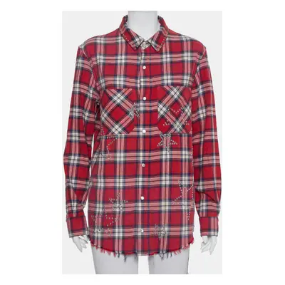 Amiri Red Plaided Flannel Studded Star Detail Shirt