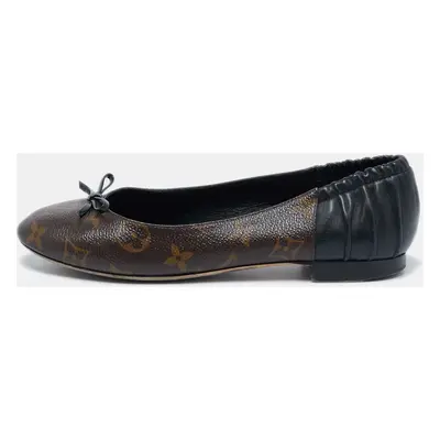 Louis Vuitton Black Leather and Monogram Canvas Joy Ballet Flats Size