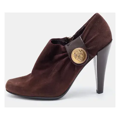 Gucci Brown Suede and Patent Leather Hysteria Ankle Booties Size