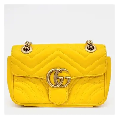 Gucci Yellow Quilted Leather GG Marmont Mini Shoulder Bag