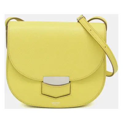 Celine Yellow Leather Medium Trotteur Shoulder Bag