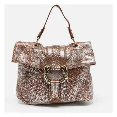 Bvlgari Brown/Silver Leather Leoni Top Handle Bag