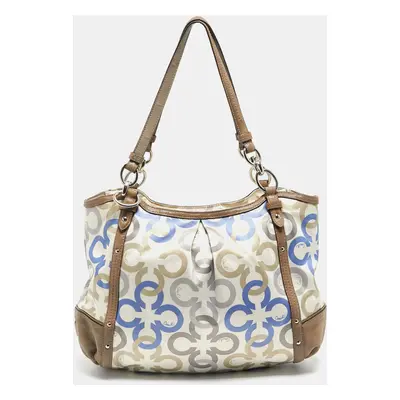 Coach Multicolor Signature Satin and Leather Hobo