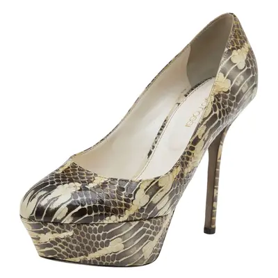 Sergio Rossi Two Tone Water Snake Platform Pumps Size 35.5