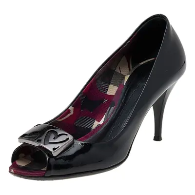 Burberry Black Patent Leather Embellished Pumps Size