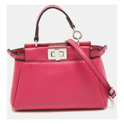 Fendi Fuchsia Leather Micro Peekaboo Crossbody Bag