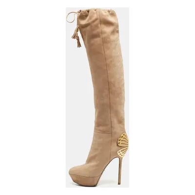 Sergio Rossi Beige Suede Knee Length Boots Size