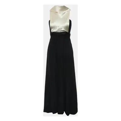 Chanel Vintage Satin Cowl Neck Two-Tone Midi Dress