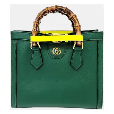 Gucci Green Leather Small Diana Tote Bag