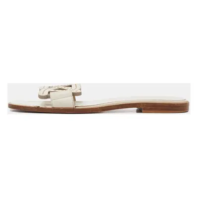 Tod's White Leather Kate Flat Slides Size 37.5